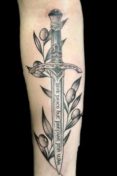 Back Tattoos Of Swords, Gladiator Tattoo Swords, Viking Dagger Tattoo, Celtic Dagger Tattoo, Witchy Dagger Tattoo, Matching Dagger Tattoos, Loki Dagger Tattoo, Dagger Leg Tattoo, Dagger Tattoo Forearm