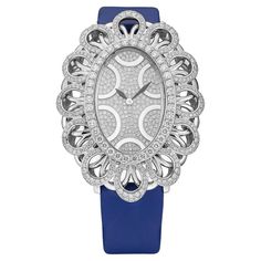 Watch in white gold 18kt set with 501 diamonds 4.39 cts on case dial and prong buckle satin strap quartz movement. We do not guarantee the functioning of this watch. White Gold Watch, Diamond Watch, Quartz Movement, Gold Watch, Jewellery And Watches, Bracelet Watch, Wrist Watch, 18k Gold, White Gold