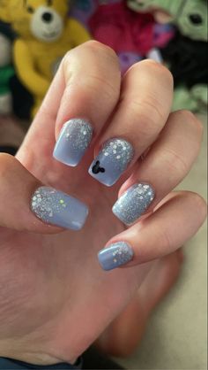 #disneynailart #disneynailart #disneynaildesigns #nailart #nailideas #nailinspiration #nailartdesign Simple Disney Cruise Nails, Frozen Nails Disney, Disney Nails Blue, Blue Disney Nails, Disney Cruise Nails, Frozen Inspired Nails, Disney Nails Short, Classy Disney Nails, Elsa Nails