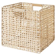 a woven basket is shown on a white background