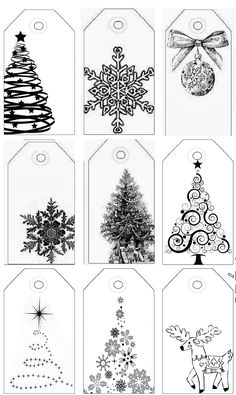 christmas gift tags with different designs on them