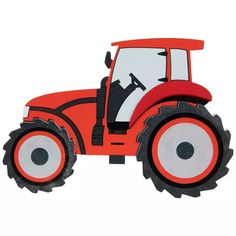 an orange and black toy tractor on a white background