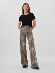 Cheetah Jeans, Cheetah Print Pants, Animal Print Jeans, Leopard Jeans, Leopard Print Jeans, Leopard Print Pants, Leopard Pants, Water Saving, Wide Jeans