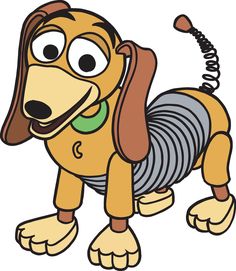 a cartoon dog with a green collar and leash