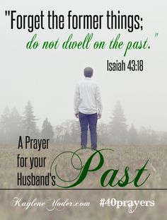 a man standing on top of a grass covered field with a bible quote above it