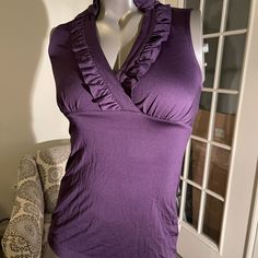 Nwt Spandex And Silk Tank By Banana Republic Size Xs Fitted Purple Halter Top, Fitted Purple V-neck Tank Top, Chic Fitted Purple Halter Top, Chic Purple Fitted Halter Top, Purple Stretch V-neck Tank Top, Stretch Purple Elastane Tops, Stretch Purple Tops, Sublimation Ideas Projects Inspiration, 2000s Clothes