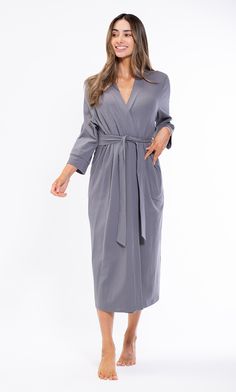 Women's :: Knit Robes :: Cotton Charcoal Gray Knit Kimono Robe - Wholesale bathrobes, Spa robes, Kids robes, Cotton robes, Spa Slippers, Wholesale Towels Robes Cotton, Spa Robes, Knit Kimono, Womens Bathrobes, Spa Slippers, Kids Robes, Soft Robes, Monogram Styles, Knitting Women