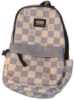 Casual Back To School Bag, White Vans Bags, Casual Blue Bags, Back To School White Backpack, Vans Casual Bag With Adjustable Strap, Casual Vans Bag With Adjustable Strap, Vans Backpack For School, Casual Vans Bag For Students, Casual Vans Backpack For Students