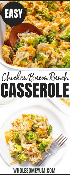 Chicken Bacon Ranch Casserole Recipe Healthy Bacon Meals, Keto Chicken Bacon Ranch Casserole With Broccoli, Low Carb Chicken Ranch Casserole, Chicken Ranch Bake Casserole Recipes, Kept Casserole, Low Carb Suppers For Family, Cheesy Bacon Ranch Shredded Chicken, Low Carb Chicken Ranch Bake, Chicken Broccoli Bacon Ranch Casserole