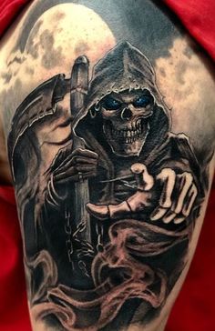 Dark Reaper Tattoo, Reaper Motorcycle Tattoo, Piece Of Me Tattoo, Grim Reaper Tattoos For Men, Grim Reaper Arm Tattoo, Grime Reaper Tattoo, Grin Reaper Tattoo, Grim Reaper Tattoo Sleeve, Reaper Sleeve Tattoo