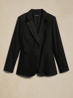 Savoy Tuxedo Blazer | Banana Republic Chic Formal Blazer With Pressed Crease, Fall Office Tuxedo, Single Breasted, Fall Single Breasted Tuxedo For Office, Fall Office Single-breasted Tuxedo, Business Tuxedo Blazer For Fall, Fall Office Tuxedo With Lapel Collar, Evening Blazer With Hidden Button And Notch Lapel, Chic Tailored Tuxedo For Business, Evening Blazer With Hidden Button Closure And Notch Lapel