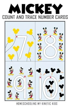 mickey mouse number cards with numbers for each child's age and the numbers are numbered in