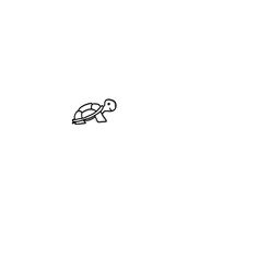 a black and white drawing of a turtle