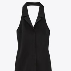 Zara Women's Dress Large Lapel Halter Black Dress 1930/007 Nwt A4 - 550 14 Oz. *Neckerchief/Flower/Scarf Not Included. Midi Halter Dress With Tonal Lapels. Front Pleat Detail. Classic Summer Mini Dress For Night Out, Classic Mini Dress For Summer Night Out, Summer Workwear Mini Dress With Halter Neck, Summer Halter Neck Mini Dress For Work, Classic Summer Dress For Night Out, Classic Evening Mini Dress For Summer, Classic Sleeveless Mini Dress For Night Out, Classic Fitted Zara Dress, Classic Zara Dresses For Spring