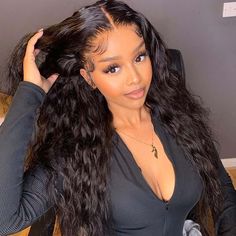 WOWANGEL HD lace wig on model with nature wave style Deep Wave Brazilian Hair, Brazilian Hair Wigs, Deep Wave Hairstyles, Human Hair Lace Wigs, Frontal Wig, Hair Lace, Real Human Hair