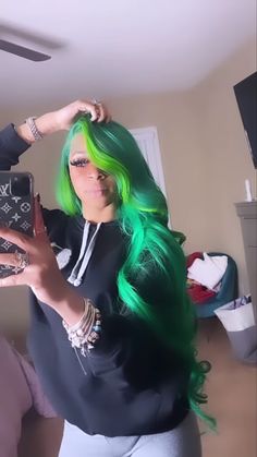 Weave Hair Color, 13x4 Lace Front Wig, Frontal Wig Hairstyles, Green Wig, Dyed Hair Inspiration, Beautiful Hair Color, Pretty Hair Color, Dope Hairstyles, Business Hairstyles