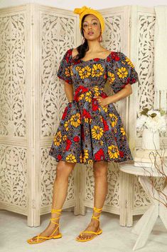 African dresses. FLoral dresses. Summer dresses for ladies. Ankara dresses for summer. Dresses for summer. Red dress for summer. Puff sleeve dresses. Mini dresses for summer. Red and yellow summer dresses. Short Ankara Dresses Classy, Mini Dress Puff Sleeves, Dresses Short Summer, Short Ankara Dresses, Summer Dresses Short, Yellow Summer Dress, Short Summer Dress, Ankara Maxi Dress, Dashiki Dress