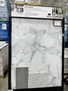 a marble tile display in a store