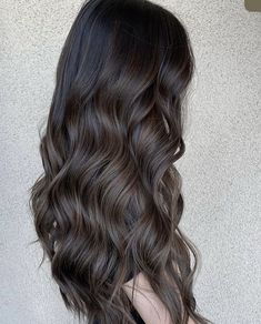 Level 6/7 Hair Color, Soft Balayage Black Hair, Dark Hair W Low Lights, Black Hair Balayage Layered, Dark Brown Cool Tone Balayage, Chocolate Ash Brown Hair Balayage, Best Balayage For Black Hair, Dark Brown Hair With Highlights 2024, Dark Ash Brown Balayage On Black Hair