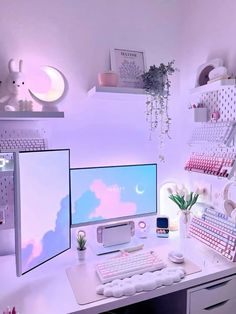 Purple Office, Workspace Desk, Office Aesthetic, Apartment Office, Gaming Desk, Office Room, Work Space, Pastel, Apartment