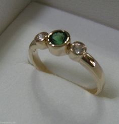 Bezel trilogy ring Emerald Ring, Emerald, Yellow Gold, Ring, Yellow, Gold