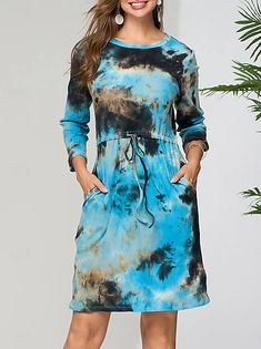 Women's Shirt Dress Casual Dress Swing Dress Maxi long Dress Outdoor Office Daily Polyester Fashion Modern Shirt Collar Button Pocket Long Sleeve Spring Fall Loose Fit Floral Leaf 2024 - $43.99 Dress Date Night, Dress Stylish, Date Dresses, Night Dress For Women, Women's Tie