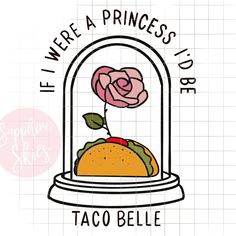 a drawing of a taco bell with a rose in it's glass dome