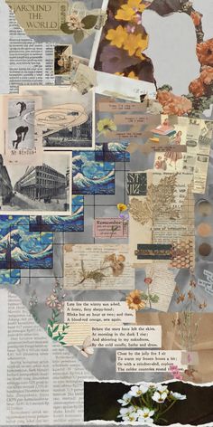 a collage of different images with flowers and pictures on them, all over the page