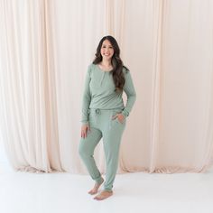 Sit back and relax in these ultra cozy jogger pants that are a loungewear dream come true. Made from our soft, stretchy ribbed bamboo fabric, these pants are cut in a relaxed jogger style for maximum comfort, and feature a drawstring waist for an adjustable fit. 97% Rayon made from Bamboo, 3% Spandex drawstring waist ankle cuffs side pockets Fall Ribbed Henley For Loungewear, Soft Texture Long Sleeve Sleepwear, Cotton Long Sleeve Henley For Loungewear, Ribbed Cotton Long Sleeve Henley, Cotton Long Sleeve Nursing-friendly Sleepwear, Baby Sleeping Bag, Cold Season, Henley Top, Fashion Joggers