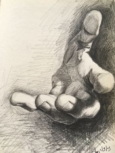 a drawing of a person's foot with one hand on the ground, holding something