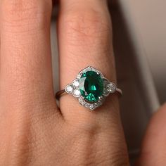 Emerald ring sterling silver oval cut emerald green | Etsy Square Cut Engagement Rings, May Birthstone Rings, Engagement Ring Prices, Minimalist Engagement Ring, Emerald Wedding, Emerald Diamond Ring, London Blue Topaz Ring, Engagement Ring Cuts, Blue Sapphire Rings