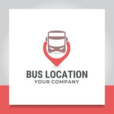 the bus location logo is shown in red and gray colors, on a white background