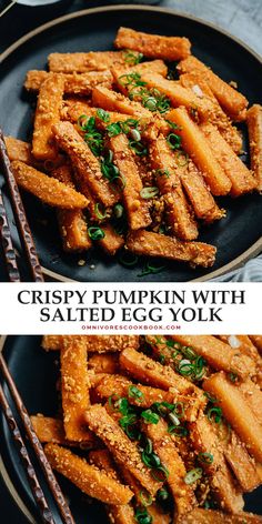 Crispy Fried Pumpkin with Salted Egg Yolk Fried Pumpkin, Pumpkin Recipes Dinner, Cooking Tofu, Salted Egg Yolk, Authentic Chinese Recipes, Asian Vegetables, Korean Recipes, Asian Snacks, Salted Egg