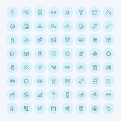 a large set of thin line icons for web and mobile devices, such as buttons or symbols