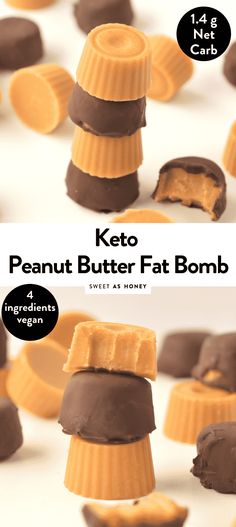 Peanut butter fat bombs - Keto + Vegan - Sweetashoney Reese's Peanut Butter Cups, Keto Peanut Butter, Delicious Clean Eating, Keto Sweets