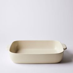 a white rectangular dish sitting on top of a table