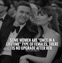 a man and woman sitting next to each other in front of an audience with the caption'some women are once in a lifetime type of females, there is no upgrade after her