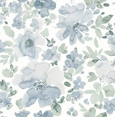 Brewster Wallpaper, A Street Prints, Drops Patterns, W Wallpaper, Plant Wallpaper, Watercolor Wallpaper, Blue Elephants