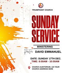 an event poster for the sunday service