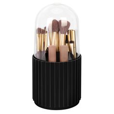 PRICES MAY VARY. 360 Degree Rotatable: JessLab 360 degree rotating makeup brush storage box includes 5 separate storage compartments; easy to neatly arrange and locate your items from any angle Transparent Circular Lid: clear top cover design safeguard the items stored inside from dust and water droplets while showcasing your distinct and lovely cosmetics Size: 4.3 x 4.3 x 9.0 inch; 5 separate storage compartments can hold your makeup brushes, nail polish, lipstick and other cosmetics Premium Ma Rangement Makeup, Bathroom Vanity Countertop, Makeup Brush Organizer, Brush Organizer, Brush Storage, Makeup Brush Organization, Makeup Brush Storage, Makeup Brush Holder, Box Display