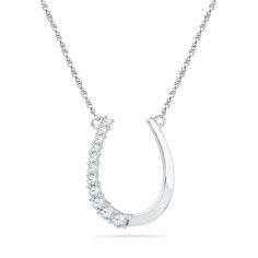 Lucky Horseshoe Diamond Necklace White Gold Pendant Jewelry, Diamond Necklace Silver, Horseshoe Pendant, Gold Pendant Jewelry, Lucky Horseshoe, Diamond Jewelry Necklace, Good Fortune, Metal Necklaces, Rope Chain