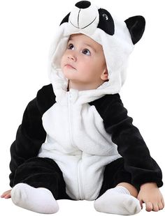 Panda Bear Costume 18 Month Dress up your little one in this adorable Panda Bear Costume! Perfect for animal or zoo-themed parties, this romper is designed for 18-month-old babies and is unisex. The black and white color combination matches the classic look of the panda bear, while the zipper feature makes it easy to put on and take off. The costume is made by MCM, a top brand for infant and toddler clothing. The panda bear theme is sure to be a hit with both kids and adults alike. Get ready to Toddler Bear Costume, Baby Bear Costume, Panda Bear Costume, Baby Animal Costumes, Panda Onesie, Panda Costumes, Halloween Onesie, Bear Costume, Animal Costumes