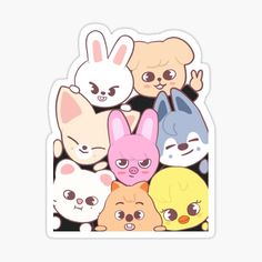 a bunch of cute little animals sticker