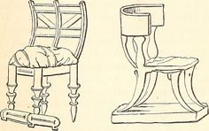 two chairs and a lamp are shown in this drawing