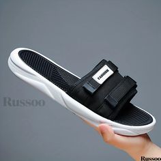 Russoo - Mens Open-Toe Slides: Casual, Non-Slip Slippers for Indoor, Outdoor, Beach Wear in Spring and Summer Seasons Black Synthetic Slip-ons For Summer, Casual Summer Slide Slip-ons, Comfortable Summer Outdoor Slip-ons, Summer Breathable Synthetic Slip-ons, Black Open Toe Slip-ons For Summer, White Non-slip Slip-ons For Summer, Casual Breathable Slip-ons For Summer, Casual Non-slip Slip-ons For Summer, White Non-slip Summer Slip-ons