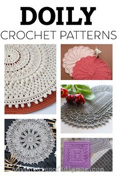 crochet doily patterns with text overlay that reads, doliy crochet patterns