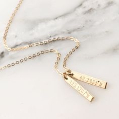 T I N Y ∙ P E R S O N A L I Z E D ∙ B A R ∙ T A G ∙ N E C K L A C E The most unique jewelry you can find, the perfect gift for you or your loved one. W H Y ∙ Y O U 'L L ∙ L O V E ∙ I T• It's dainty and can be worn every day• A special piece you'll treasure for life• High-quality materials and attention to detail. • Tarnish proof, Waterproof, and Hypoallergenic • Replacement Guarantee and Fade proof warranty D E T A I L S • Material: Available in The Highest Quality 14K Gold Vermeil, 14K Rose Gol 7 Month Old Baby, Custom Initial Necklace, D B, Vermeil Jewelry, Custom Initials, Best Mother, Close To My Heart, Rose Gold Necklace, Tag Necklace