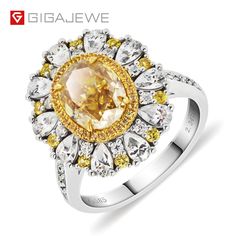 Brand:GIGAJEWE® Product Name: 3.5Ct 9K/14K/18K White solid gold Vivid Yellow color Moissanite Ring or Necklace,Engagement Ring or Necklace,Wedding Ring or Necklace Main Stone Material:Moissainte Stone Shape: oval Cut Color:vivid yellow color Stone Weight:7*9mm 2.0ct How to Use:Can be use to be ring or necklace Customization:Can select different kinds of gemstone for customization Elegant Yellow Cluster Ring For Anniversary, Elegant Yellow Cluster Ring As A Gift, Elegant Yellow Cluster Ring As Gift, Elegant Yellow Cluster Ring For Gifts, Yellow Moissanite Wedding Jewelry, Elegant Yellow Moissanite Jewelry, Elegant Yellow Halo Ring For Anniversary, Yellow Moissanite Rings For Anniversary, Gia Certified Gold Topaz Ring