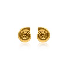 Gold Spiral Earrings For Anniversary, Gold Spiral Earrings For Gifts, Gold Spiral Earrings As Gift, Yellow Gold Drop Earrings Cadmium-free, Elegant Cadmium-free Yellow Gold Earrings, Matte Gold 14k Tarnish Resistant Earrings, Tarnish Resistant 14k Yellow Gold Plug Earrings, Gold Plated Spiral Earrings As Gift, Gold Spiral Earrings For Pierced Ears