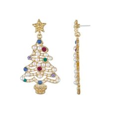 Get ready to party with these super fun Packed Party Rockin' Round the Christmas Tree Earrings! With star-shaped posts and dangly Christmas trees made of pearls and multicolored gemstones, these vibrant, high-quality Christmas earrings are the perfect holiday accessories for any Christmas party, ugly sweater party, December date night, or just to elevate your everyday look! PS did we mention the packaging has a "to from" label for easy gifting? Talk about the perfect stocking stuffer! Size: one Ugly Christmas Sweater Women, Holiday Accessories, Tree Earrings, Christmas Tree Earrings, Ugly Sweater Party, Party Earrings, Earring Tree, Perfect Stocking Stuffers, Christmas Earrings